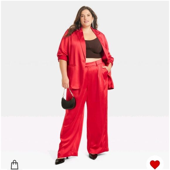 A New Day Plus Size Red High-Rise Wide Leg Satin Pants Plus 26 - Picture 4 of 12